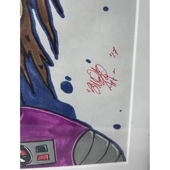 Alien Art Work Weird Creations Original Marker Drawing Signed Matted Framed - Picture 9 of 11